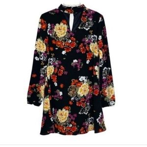Altar'd State Floral Mock Choker Neck dress